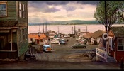 The Birds (1963)Tides Wharf Restaurant, Bodega Bay, California and car
